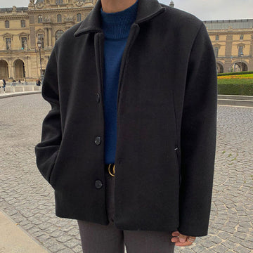 Aidase Autumn Korean Woolen Coat Men's Warm Fashion Solid Color Casual Woolen Jacket Men Streetwear Loose Short Woolen Coat Mens aidase-shop